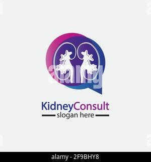 Kidney Consult logo designs concept vector, Kidney Healthcare logo template,Urology logo vector template. Stock Vector