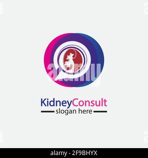 Kidney Consult logo designs concept vector, Kidney Healthcare logo template,Urology logo vector template. Stock Vector