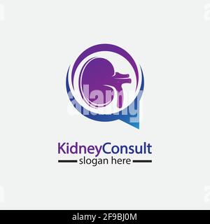 Kidney Consult logo designs concept vector, Kidney Healthcare logo template,Urology logo vector template. Stock Vector