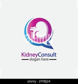 Kidney Consult logo designs concept vector, Kidney Healthcare logo template,Urology logo vector template. Stock Vector
