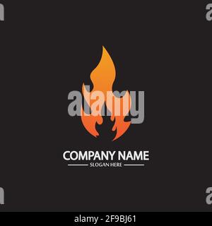 Abstract Fire Flame logo template on black background. Corporate branding identity Stock Vector