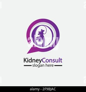 Kidney Consult logo designs concept vector, Kidney Healthcare logo template,Urology logo vector template. Stock Vector