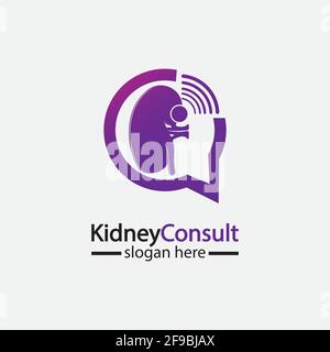 Kidney Consult logo designs concept vector, Kidney Healthcare logo template,Urology logo vector template. Stock Vector