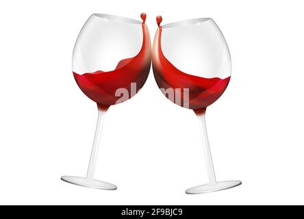 toasting wine glasses celebration illustration Stock Photo