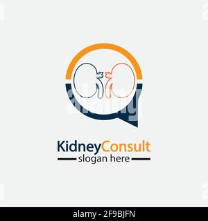 Kidney Consult logo designs concept vector, Kidney Healthcare logo template,Urology logo vector template. Stock Vector