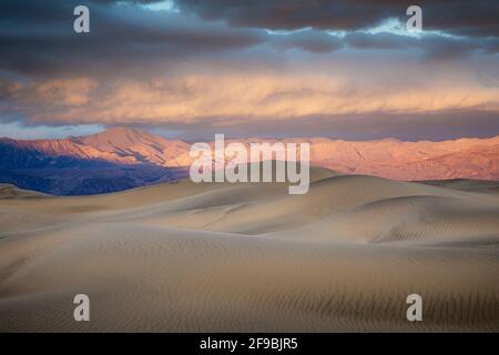 The sand dunes of Mesquite Flat in Death Valley, California. Stock Photo