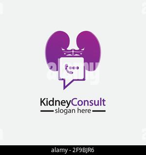 Kidney Consult logo designs concept vector, Kidney Healthcare logo template,Urology logo vector template. Stock Vector