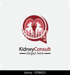 Kidney Consult logo designs concept vector, Kidney Healthcare logo template,Urology logo vector template. Stock Vector