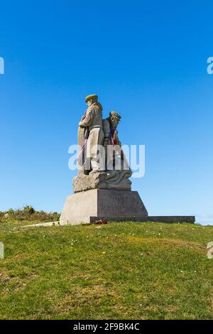 Spirit of Portland statue stone sculpture at Portland Heights, Weymouth, Dorset UK in April Stock Photo