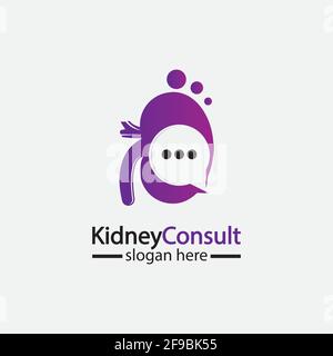 Kidney Consult logo designs concept vector, Kidney Healthcare logo template,Urology logo vector template. Stock Vector