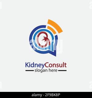 Kidney Consult logo designs concept vector, Kidney Healthcare logo template,Urology logo vector template. Stock Vector