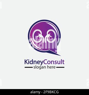 Kidney Consult logo designs concept vector, Kidney Healthcare logo template,Urology logo vector template. Stock Vector