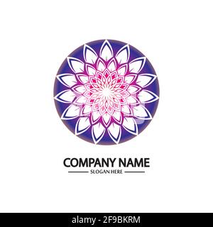 Flower logo. The circular logo. Logo of the flower. Stylized flower. Petals. Simple logo. The brand name  emblem  logo. Mandala. Logo boutique. Logoty Stock Vector