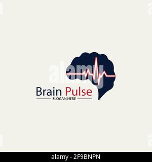 Health  Brain pulse  Logo Template Design Vector, Emblem, Design Concept, Creative Symbol, Icon. Stock Vector