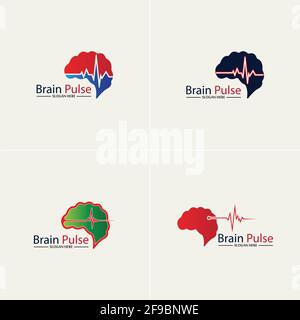 Health  Brain pulse  Logo Template Design Vector, Emblem, Design Concept, Creative Symbol, Icon. Stock Vector