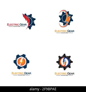 Electric gear vector logo template illustration. Suitable for business, technology and web. also, for energy and thunder symbol Stock Vector