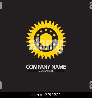 Gear vector logo isolated on a black background. Icon silhouette design template. Simple symbol concept in flat style. Abstract sign  pictogram for we Stock Vector