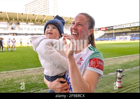 Leuven, Belgium. 17th Apr, 2021. Lenie Onzia (8) of OHL pictured after a female soccer game between Oud Heverlee Leuven and RSC Anderlecht on the 2nd matchday of play off 1 in the 2020 - 2021 season of Belgian Womens Super League, saturday 17 th of April 2021 in Heverlee, Belgium . PHOTO SPORTPIX.BE | SPP | DAVID CATRYNOT FOR USE AND SALE IN BELGIUM Credit: SPP Sport Press Photo. /Alamy Live News