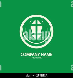 Eco World Nature Global Logo Design Template.World Globe Icon with Leaf Symbol around. Usable for Business, Nature, Environment, Science and Ecology L Stock Vector