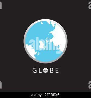 Globe map round earth logo vector image,Vector earth globes isolated on black background. Stock Vector