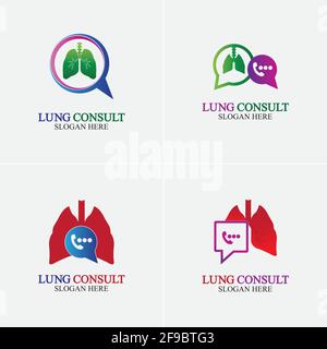 Lungs Consult Logo designs vector, Lungs Forum logo template, Lungs Care icon. Stock Vector