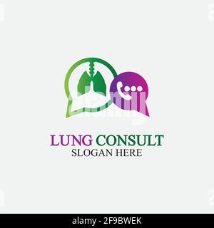 Lungs Consult Logo designs vector, Lungs Forum logo template, Lungs Care icon. Stock Vector