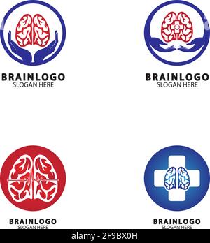 Brain logo designs concept vector, Health Brain Pulse logo, Brain care  logo template vector Stock Vector