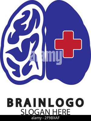 Brain logo designs concept vector, Health Brain Pulse logo, Brain care  logo template vector Stock Vector