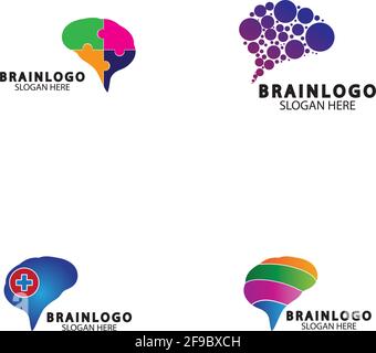 Brain logo designs concept vector, Health Brain Pulse logo, Brain care  logo template vector Stock Vector