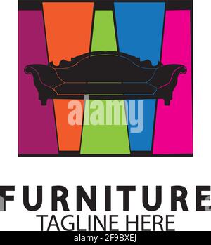 Abstract furniture logo design concept. Symbol and icon of chairs  sofas  tables  and home furnishings. Stock Vector