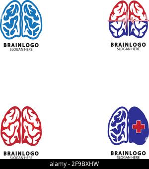 Brain logo designs concept vector, Health Brain Pulse logo, Brain care  logo template vector Stock Vector