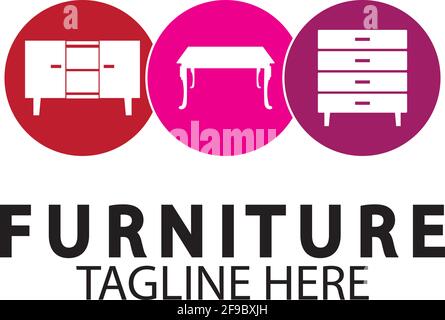 Abstract furniture logo design concept. Symbol and icon of chairs  sofas  tables  and home furnishings. Stock Vector