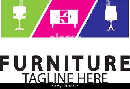 Abstract furniture logo design concept. Symbol and icon of chairs  sofas  tables  and home furnishings. Stock Vector