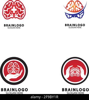 Brain logo designs concept vector, Health Brain Pulse logo, Brain care  logo template vector Stock Vector