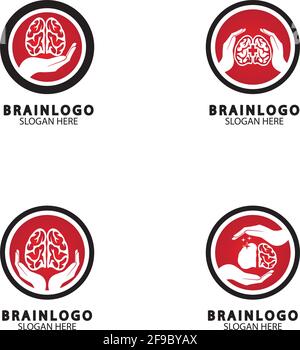Brain logo designs concept vector, Health Brain Pulse logo, Brain care  logo template vector Stock Vector