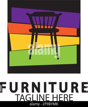 Abstract furniture logo design concept. Symbol and icon of chairs  sofas  tables  and home furnishings. Stock Vector