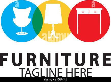 Abstract furniture logo design concept. Symbol and icon of chairs  sofas  tables  and home furnishings. Stock Vector