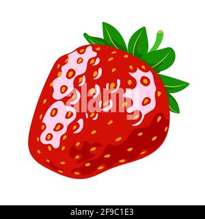 Red ripe strawberries, summer seasonal fruits, fruit print, juicy red strawberries, vector illustration in flat style Stock Vector