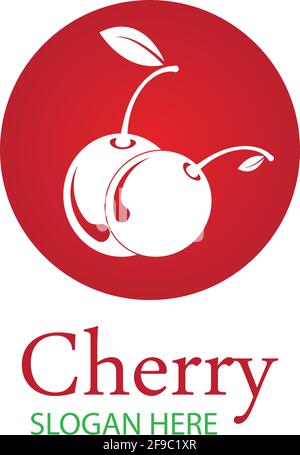 Cherry logo design template. vector illustration. Stock Vector