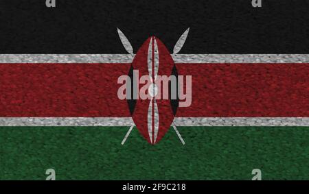 Horizontal Abstract Grunge Brushed Flag of Kenya on Transparent Grid. Vector Template Stock Vector