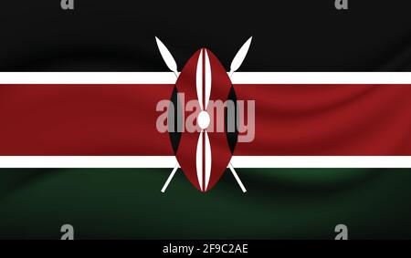 Horizontal Abstract Grunge Brushed Flag of Kenya on Transparent Grid. Vector Template Stock Vector