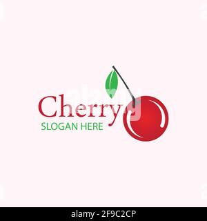 Cherry logo design template. vector illustration. Stock Vector
