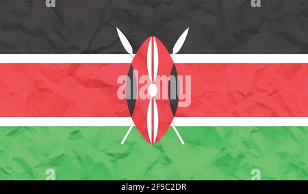 Horizontal Abstract Grunge Brushed Flag of Kenya on Transparent Grid. Vector Template Stock Vector