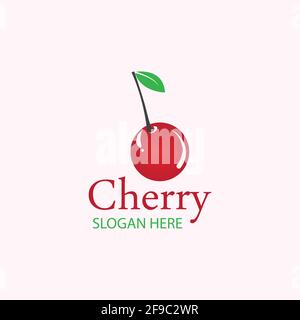 Cherry logo design template. vector illustration. Stock Vector