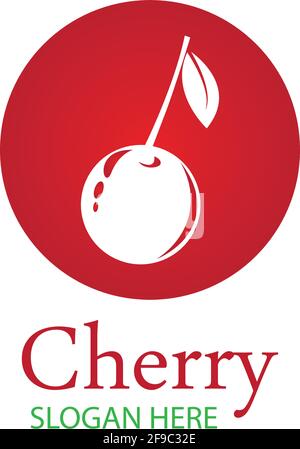 Cherry logo design template. vector illustration. Stock Vector