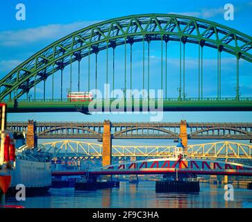 UK, England, Newcastle, bridges over river Tyne, Stock Photo