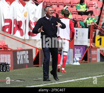 Woolwich, UK. 17th Apr, 2021. WOOLWICH, United Kingdom, APRIL 17: Nigel Adkins Manager of Charlton Athletic's during Sky Bet League One between Charlton Athletic and Ipswich Town at The Valley, Woolwich on 17th April 2021 Credit: Action Foto Sport/Alamy Live News Stock Photo