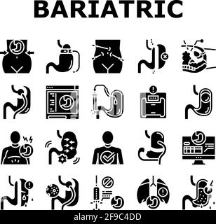 Bariatric Surgery Collection Icons Set Vector Stock Vector