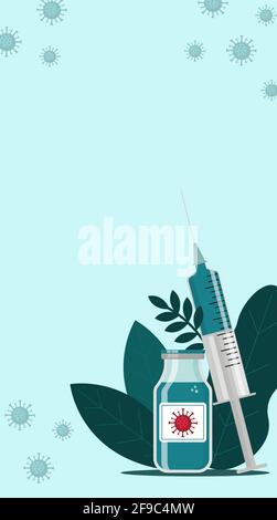 COVID vaccination concept. Mobile poster template Stock Vector