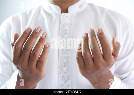 front view muslim man praying gesture Stock Photo